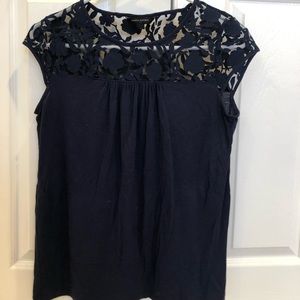 Navy lace and cotton/rayon top